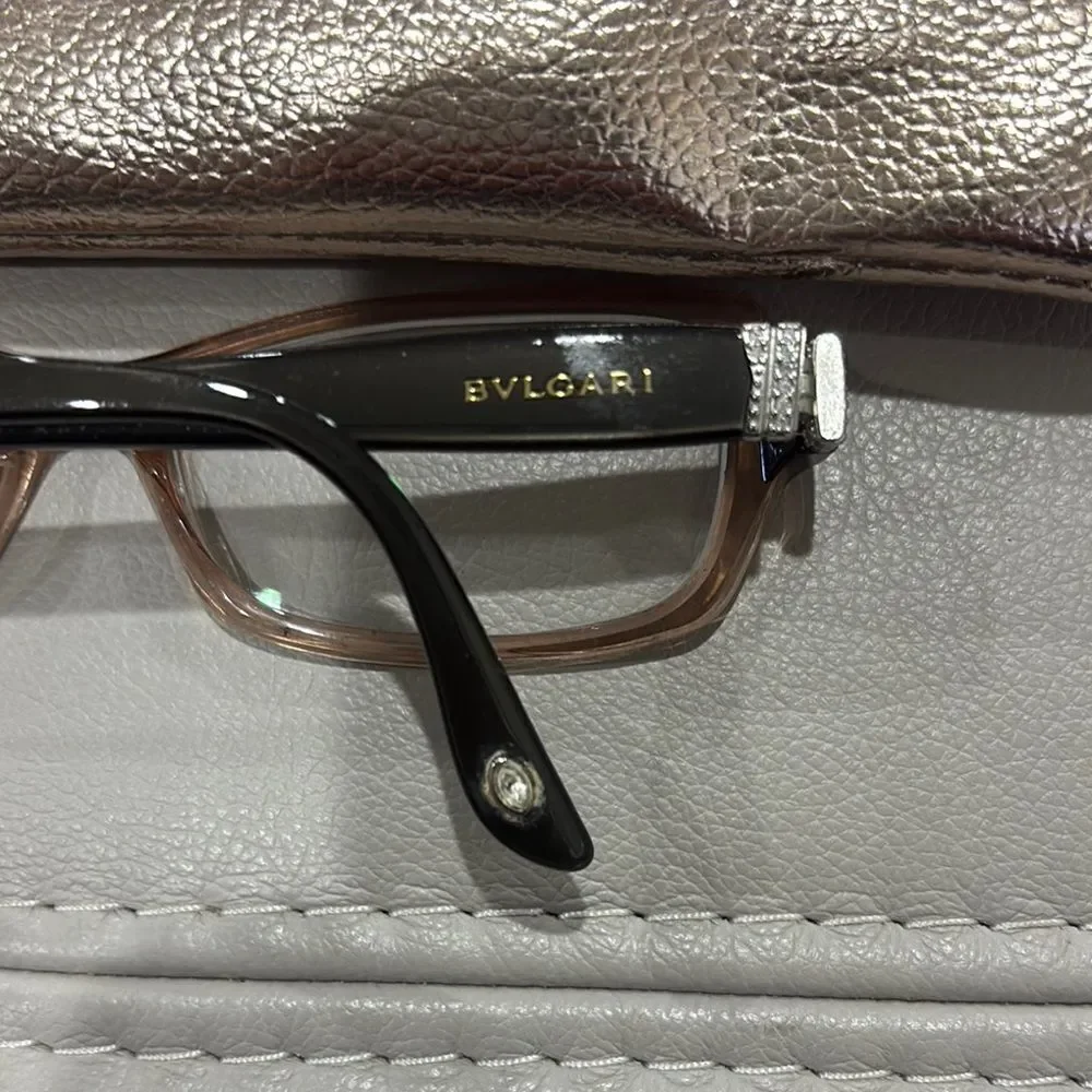 Bvlgari 4051-B glasses frames - transparent front, jeweled arms / sides